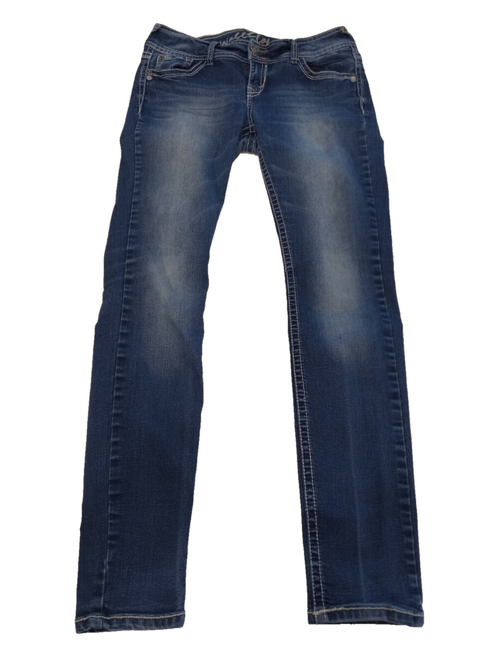 WallFlower Jeans Womens Size 5 Medium Wash Whiskered Ankle Stretch Denim Pants